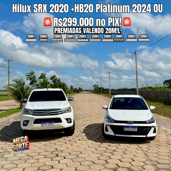 🚘 Hilux SRX 2020 + HB20 Platinum 2024 OU 💰 R$299.000 no PIX!