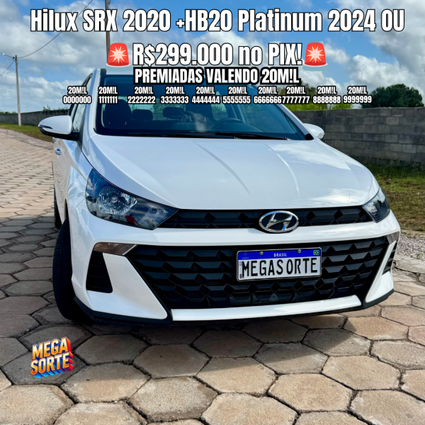 🚘 Hilux SRX 2020 + HB20 Platinum 2024 OU 💰 R$299.000 no PIX!